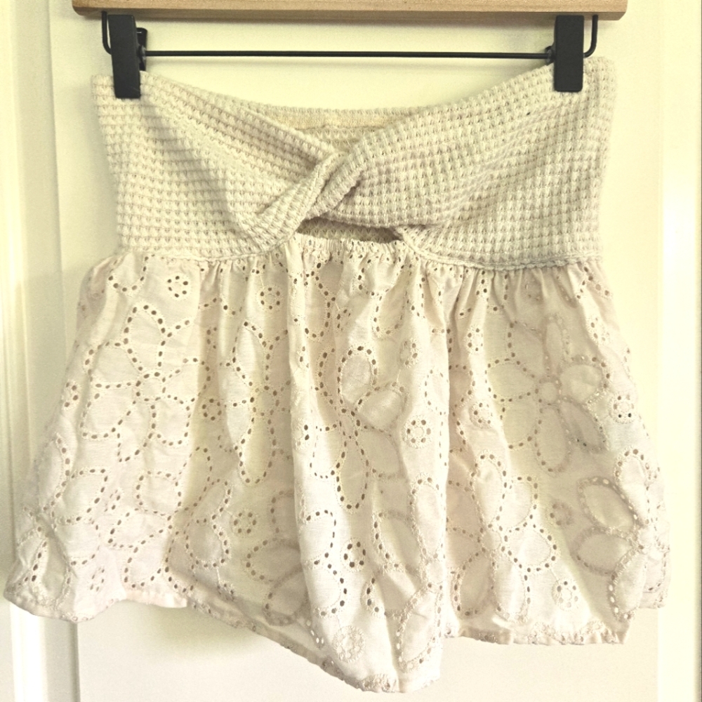 SHEIN knit eyelet twisted tube top